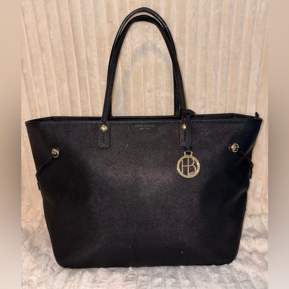 Henri Bendel Extra Large Black Tote with Gold Accents - Picture 1 of 6